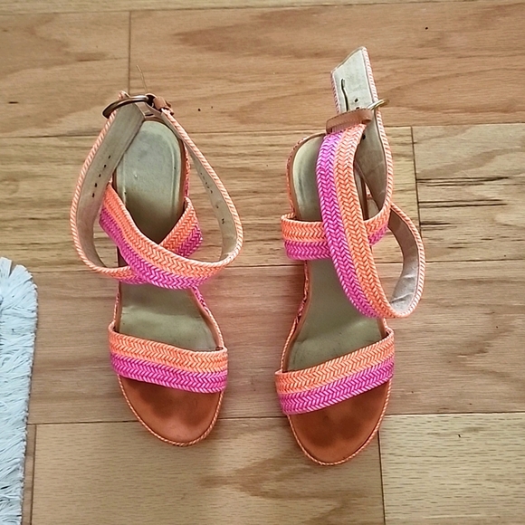 Stuart Weitzman Pink and Orange Wedges - Picture 1 of 4